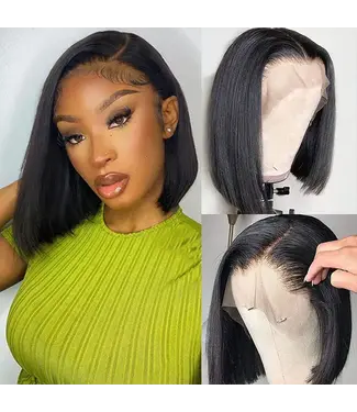 13x4 Straight Human Hair Bob 8IN