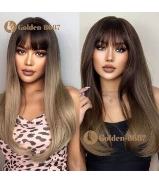 ONE N ONLY  LC169-1 BRWN/ASH BLONDE STRAIGHT WOMEN WIG  WITH BANG