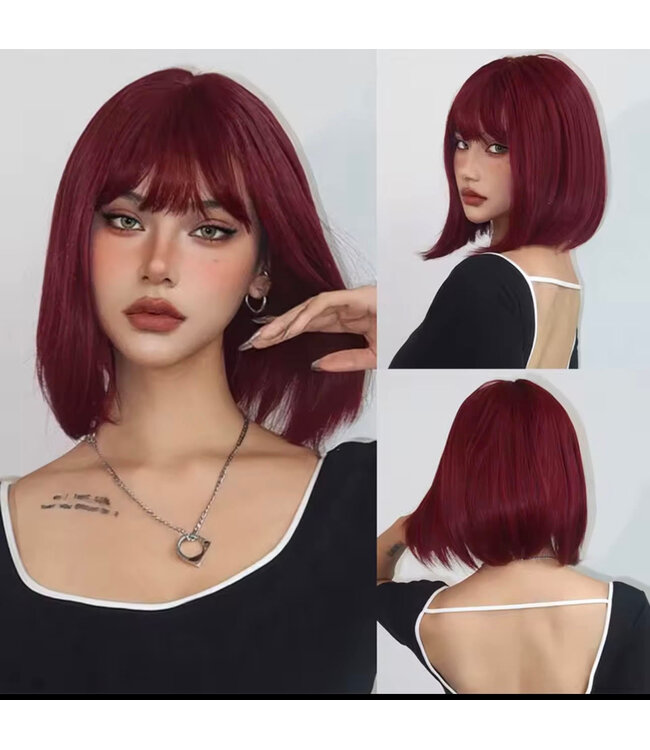 LAYERED SYNTHETIC WIG WITH BANGS STRAIGHT 16"