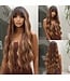 BROWN HIGHLIGHT SYNTHETIC WIG WITH BANGS 26"