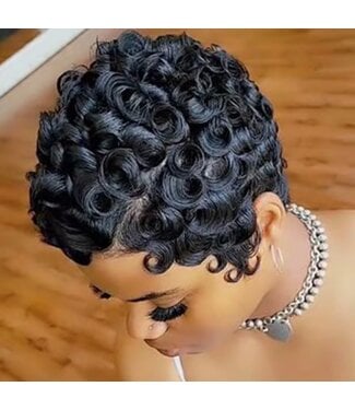 SAREBYS BEAUTY SUPPLY 1B SHORT PIXIE CUT WIG SHORT CURLY