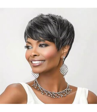 SAREBYS BEAUTY SUPPLY SHORT GREY/BLACK STRAIGHT PIXIE WIG