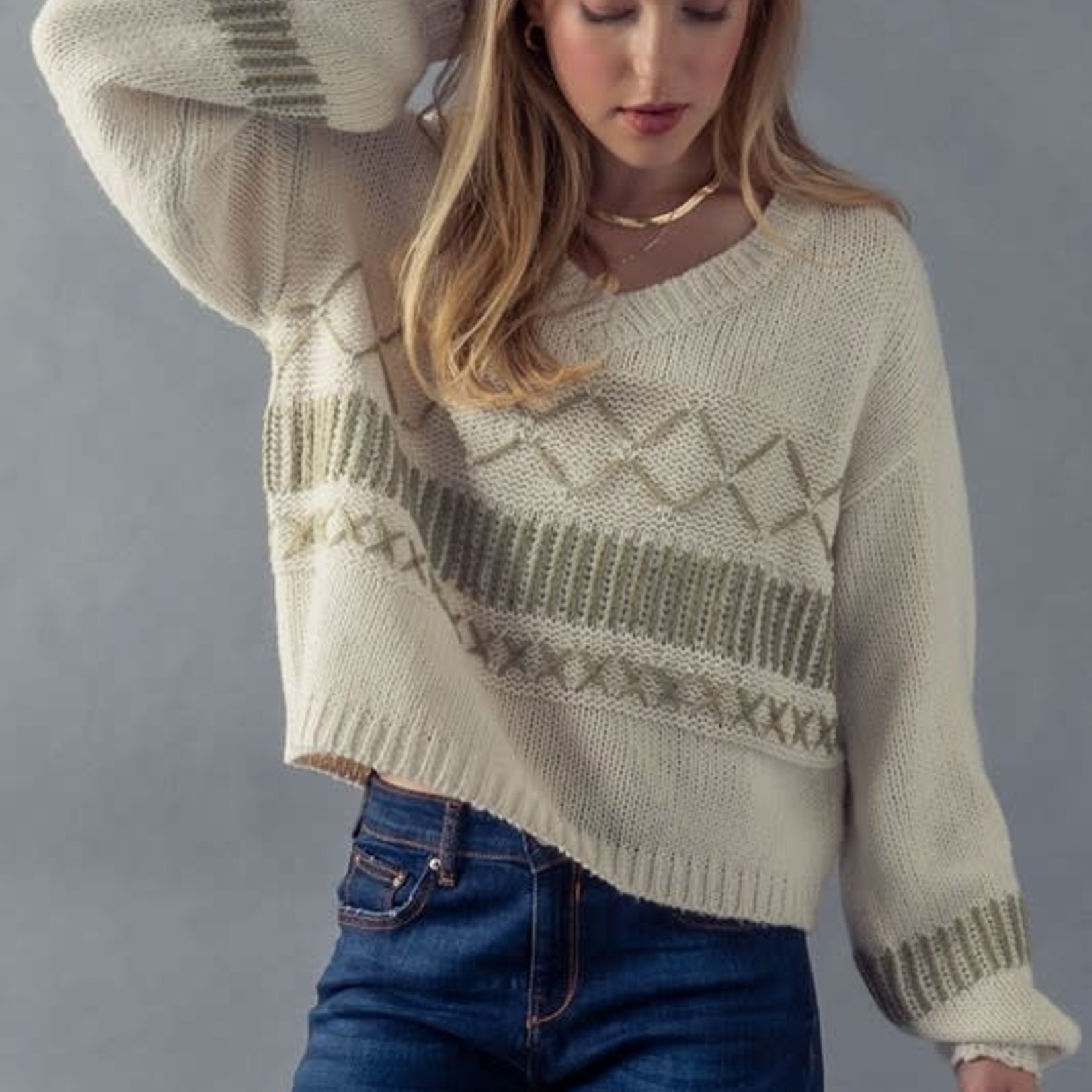 Trend Notes Nova Sage Threaded Sweater