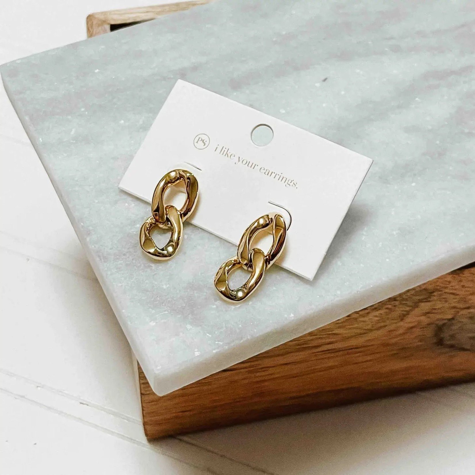 Pretty Simple 18 K Plated Double Linked  Earring (waterproof)