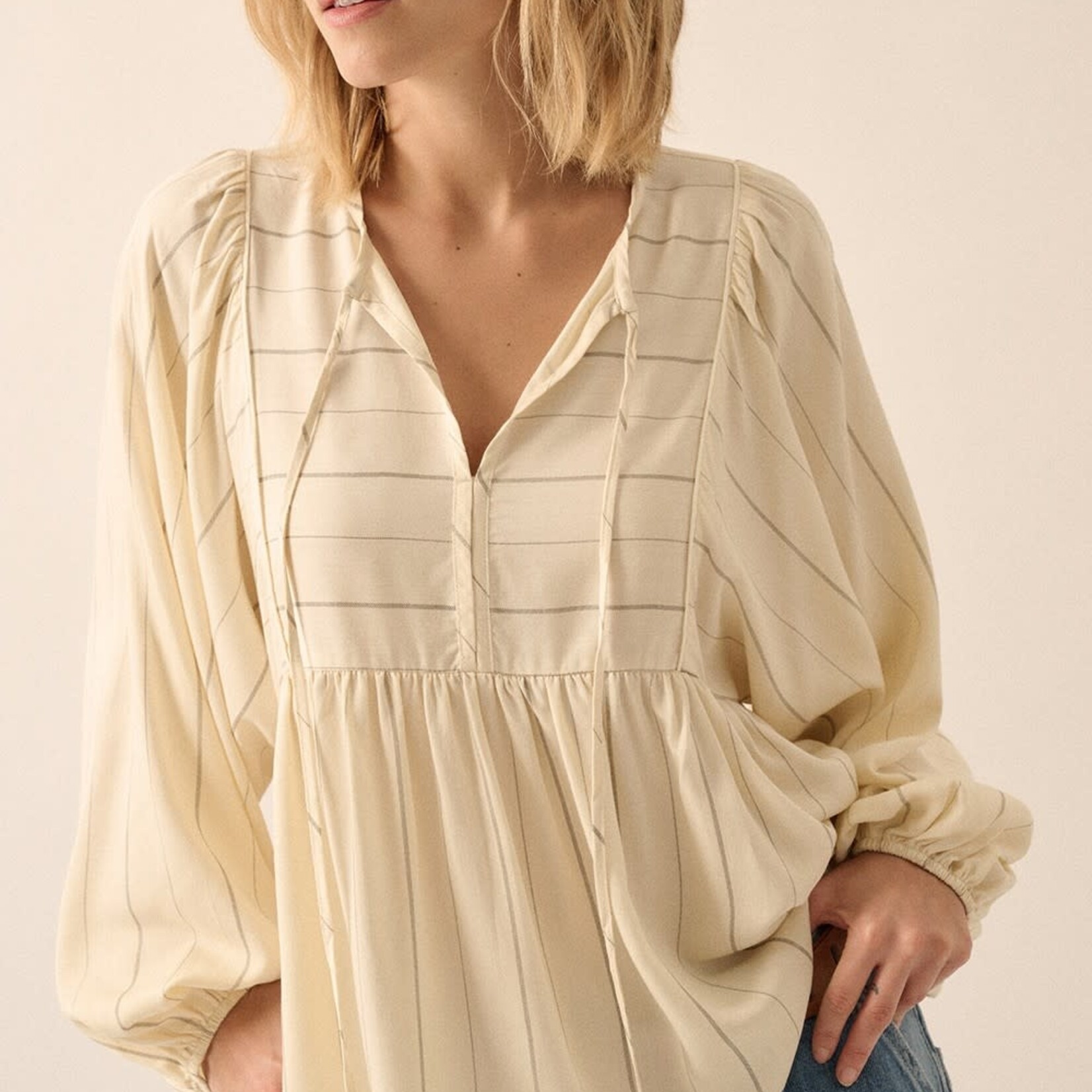 Promesa Harper Striped Expose Seam Blouse