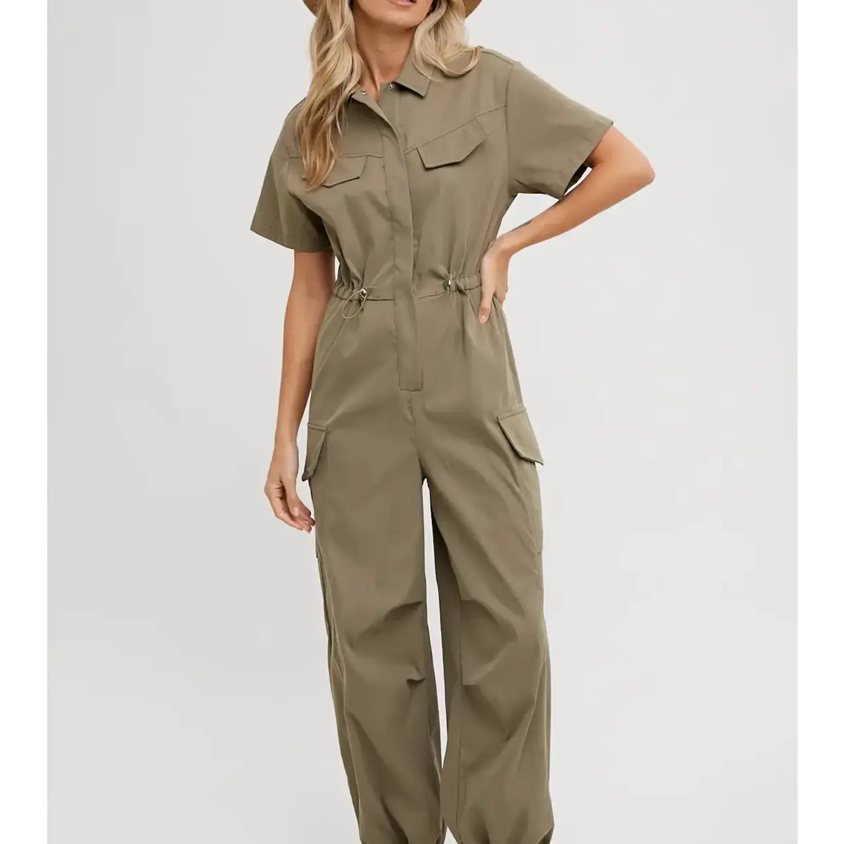 Bluivy Camille Cargo Button Down Jumpsuit