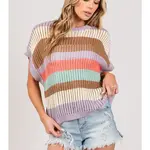 Sage and Fig Bellini Crochet Striped Top