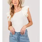 Sage and Fig Anabelle Ruffle Sleeve Top