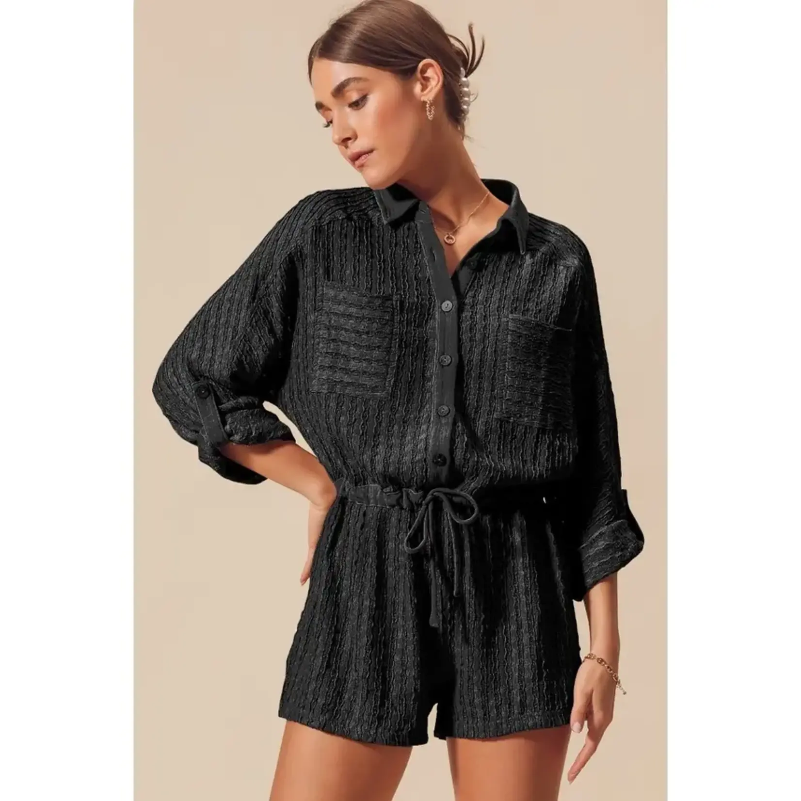 So Me Felicity Textured Knit Romper