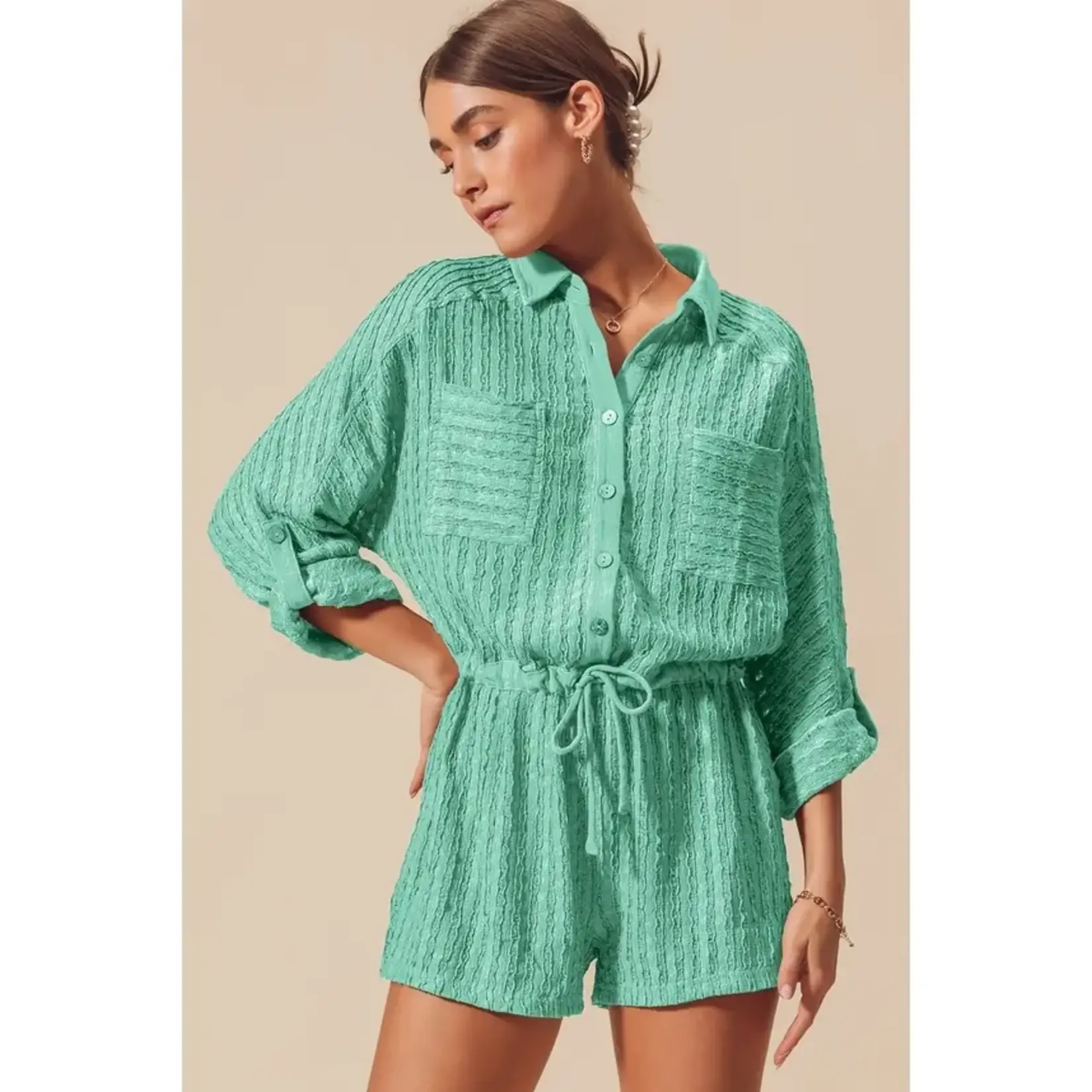 So Me Felicity Textured Knit Romper