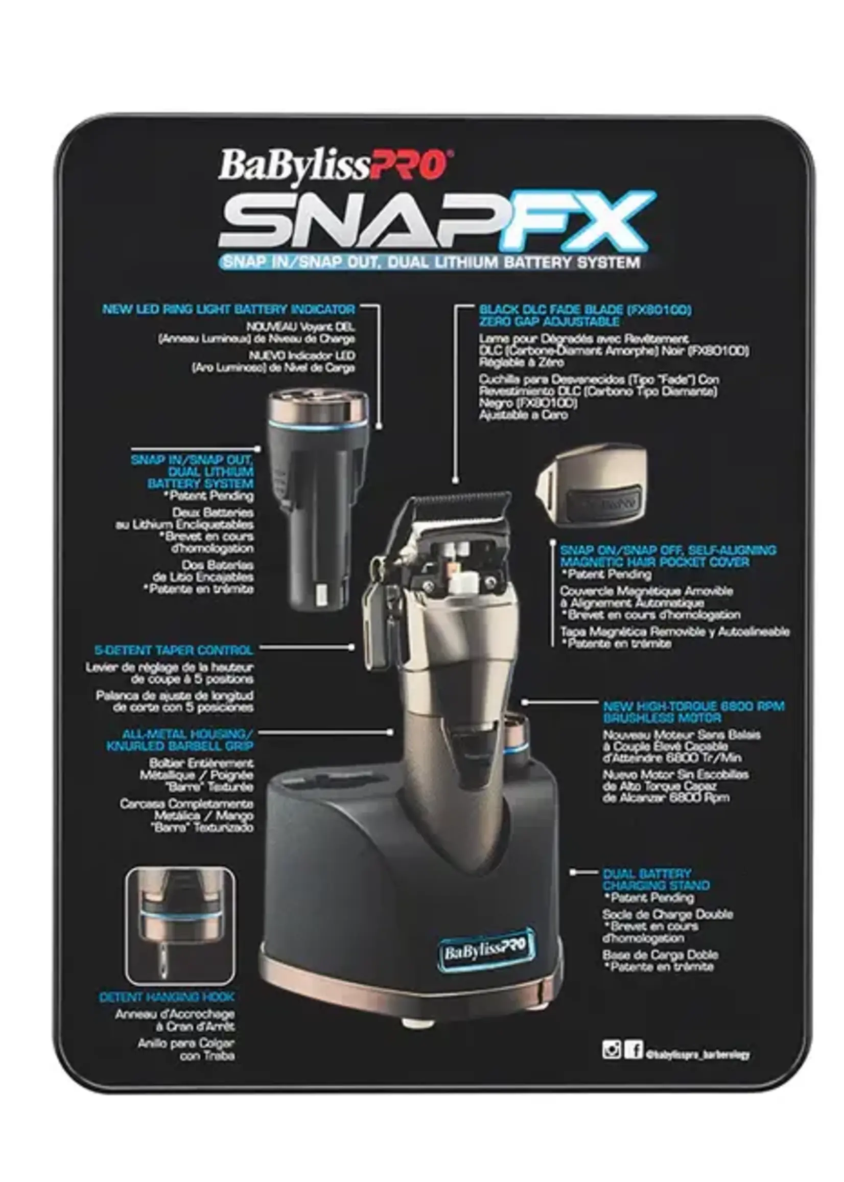 BABYBLISS BabylissPro SNAPX Clipper With Snap In/Out Dual Battery System (FX890)