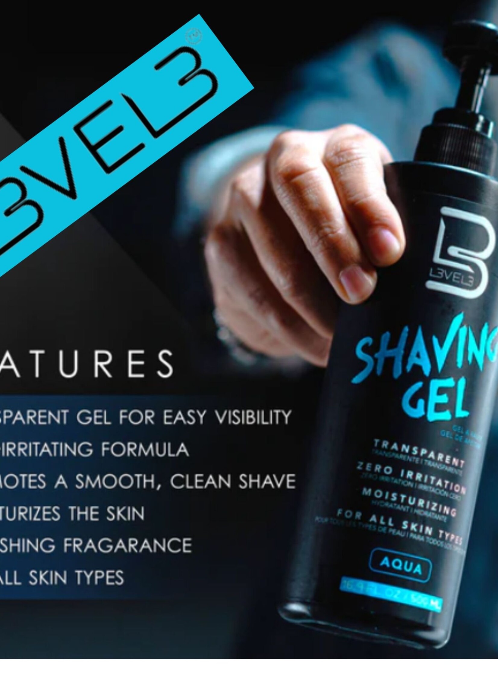 L3VEL 3 L3VEL 3 Shaving Gel - Aqua - 16.9 oz.