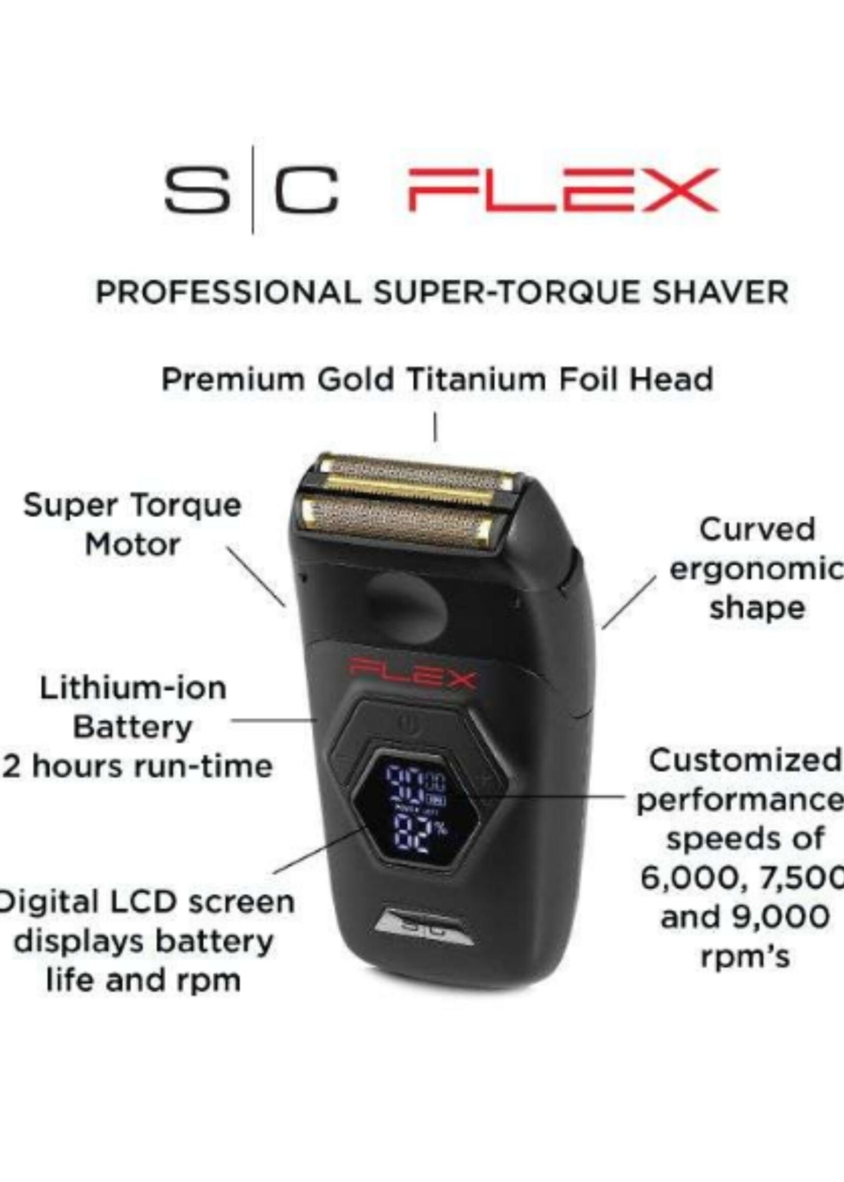 STYLECRAFT StyleCraft Flex Electric Foil Shaver with Super-Torque Motor & Gold Titanium Foils