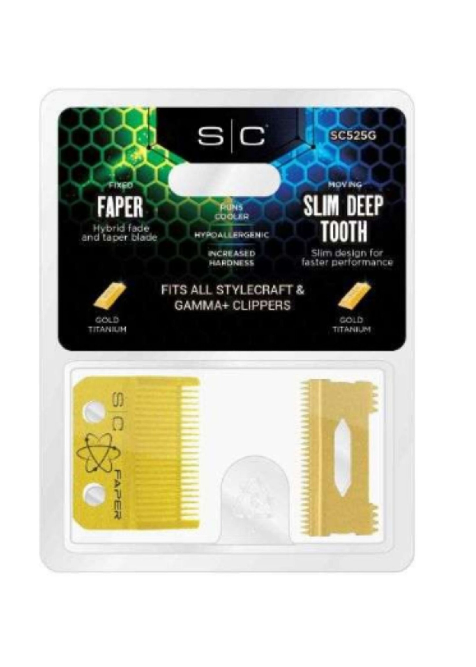 STYLECRAFT StyleCraft Fixed Gold Titanium Faper Clipper Blade with Moving Slim Deep Cutter Set