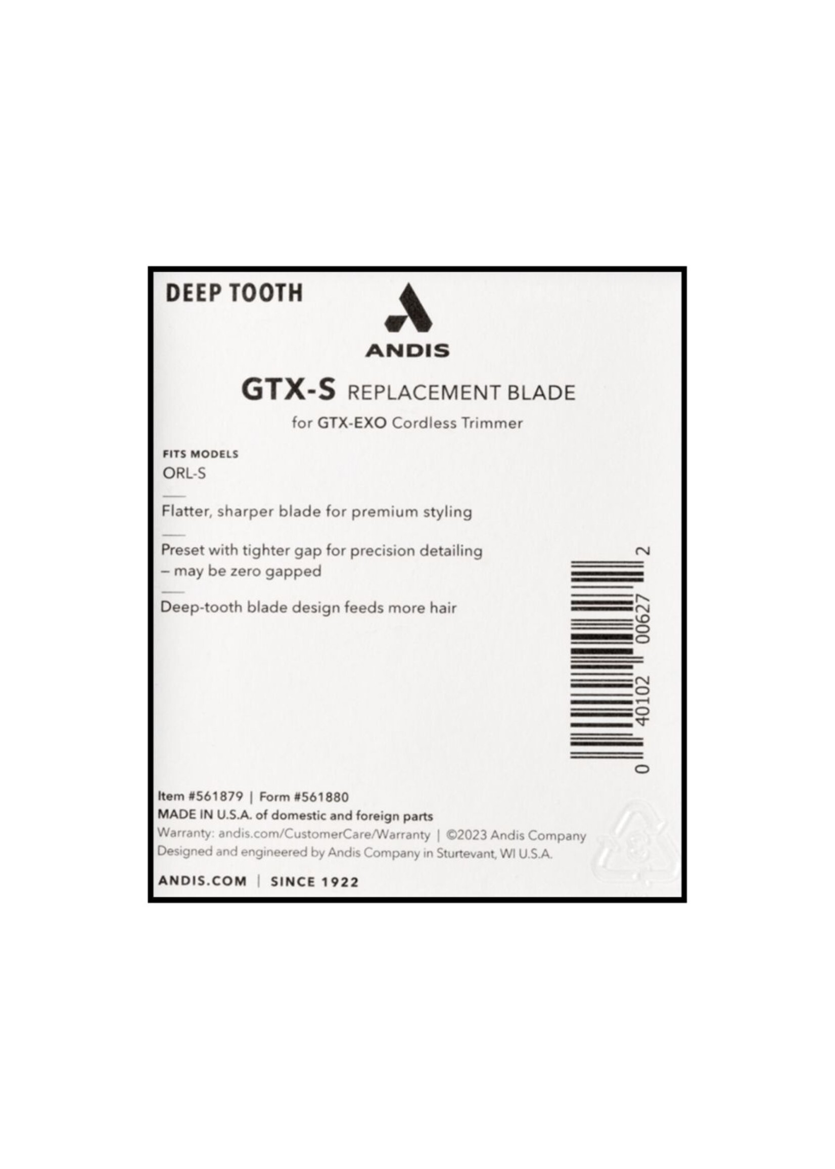 ANDIS Andis GTX-S Deep Tooth Blade for GTX-EXO Cordless Trimmer