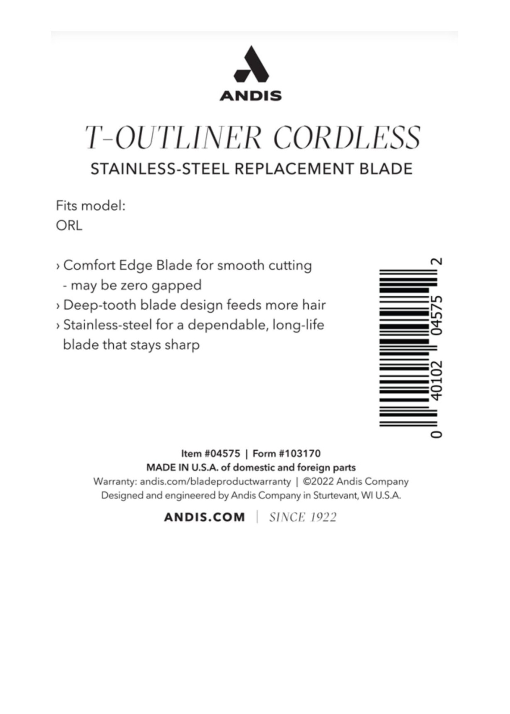 ANDIS Cordless T-Outliner Li Replacement Deep Tooth GTX Blade - Stainless Steel
