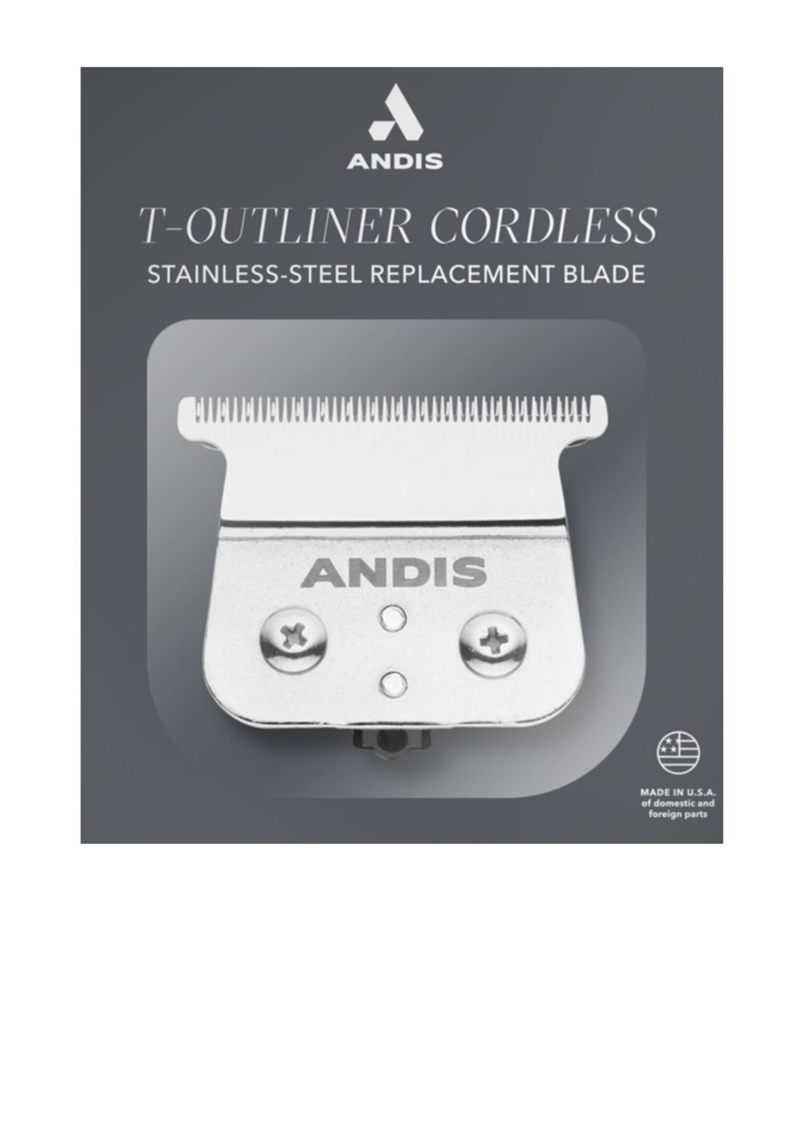 ANDIS Cordless T-Outliner Li Replacement Deep Tooth GTX Blade - Stainless Steel