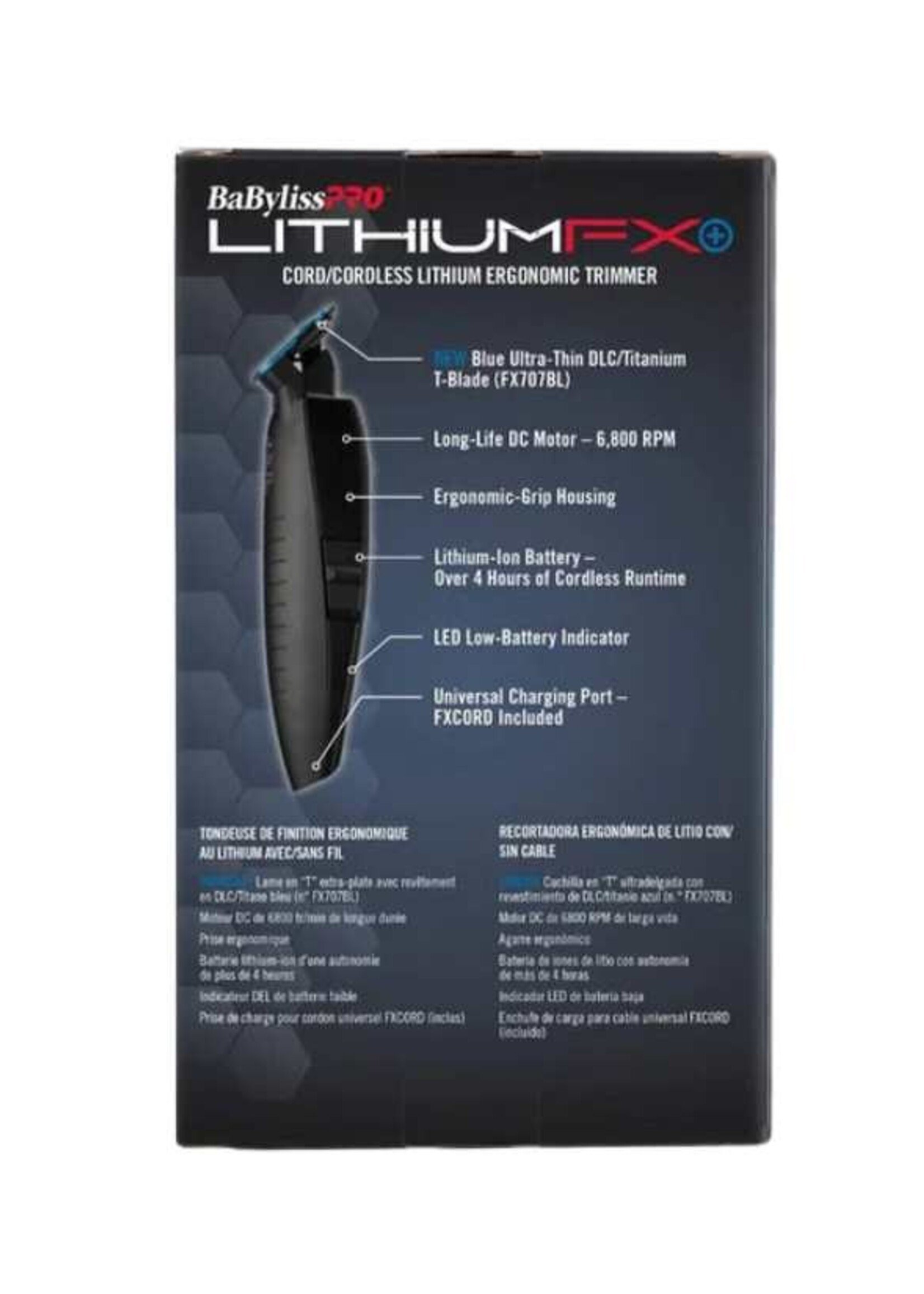BABYBLISS BaBylissPRO LithiumFX Matte Black Cord/Cordless Lithium Ergonomic Trimmer FX773NMB