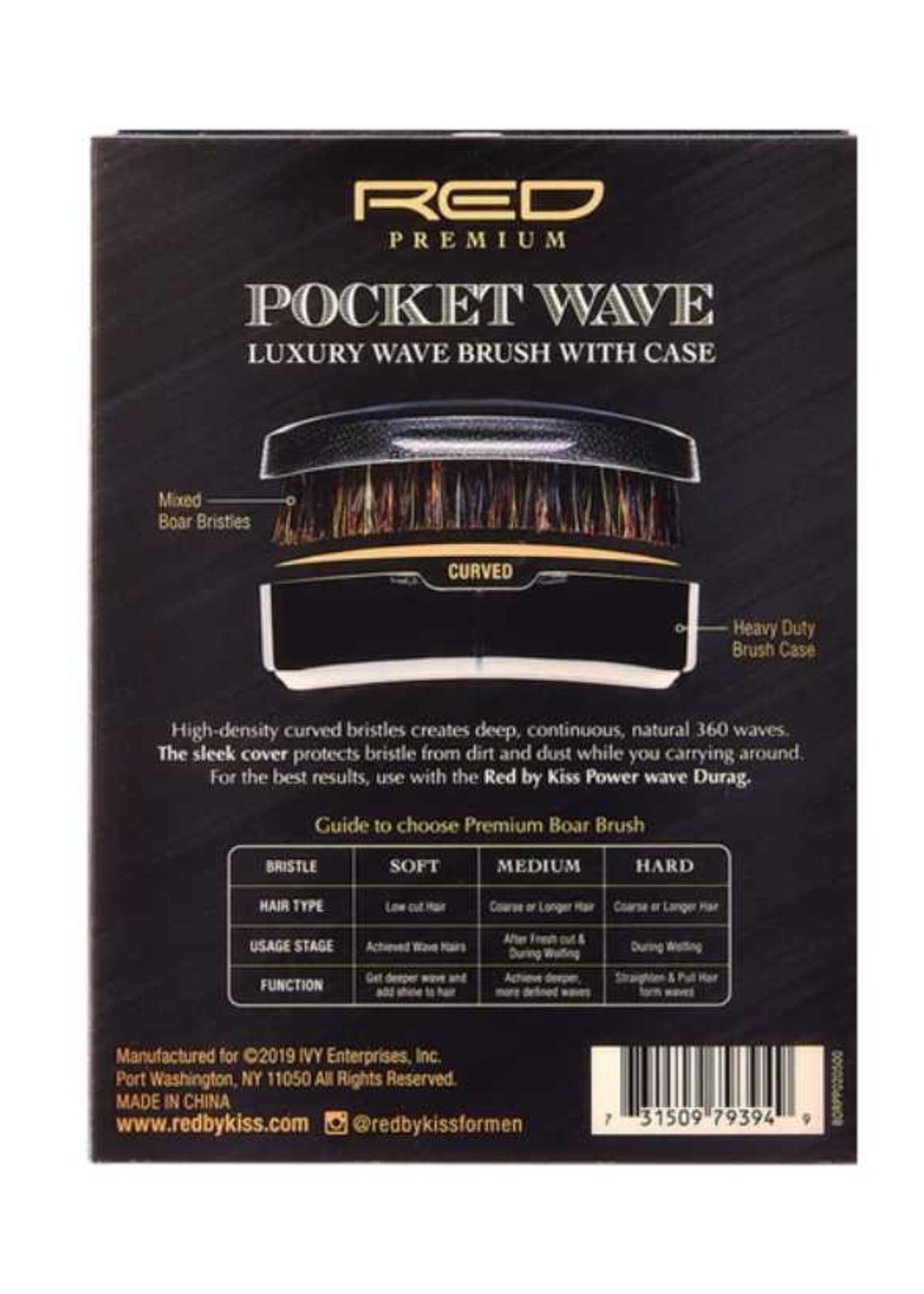 Kiss Pocket Wave X Bow Wow Luxury Boar Bristle Brush With Case