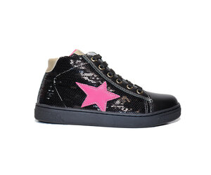 Naturino Pinn High Top Calf Pailletts Black Fuchsia