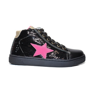 Naturino Pinn High Top Calf/Pailletts Black Fuchsia