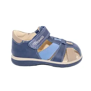 PRIMIGI MINI  LEATHER SANDAL BLUE AND SAND