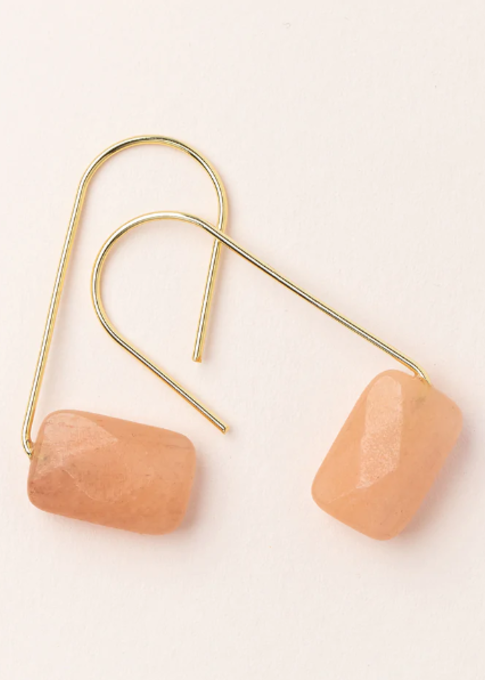 Floating Stone Earring - SunStone/Gold