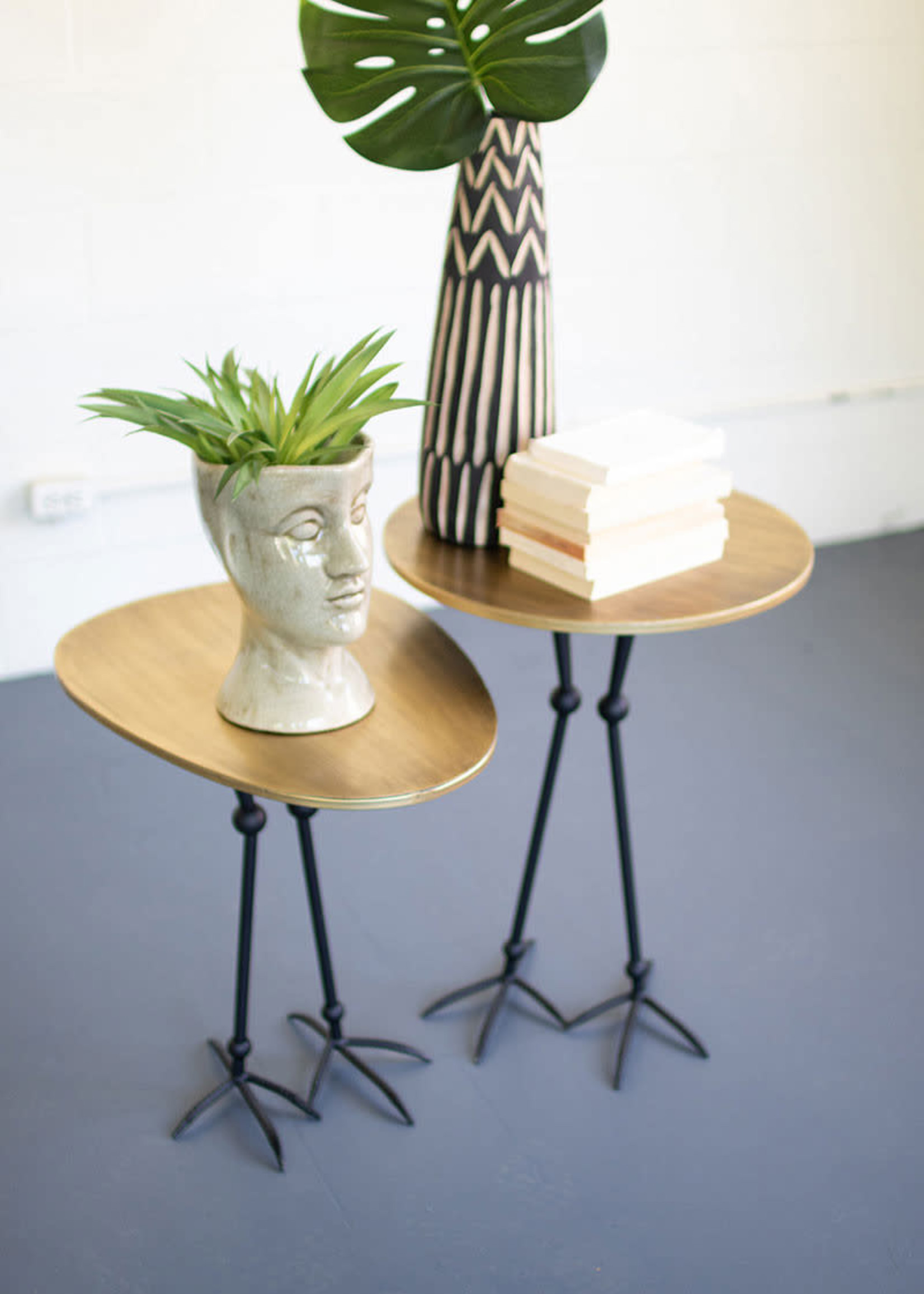 Antique Brass Accent Table with Bird Legs Rare Earth