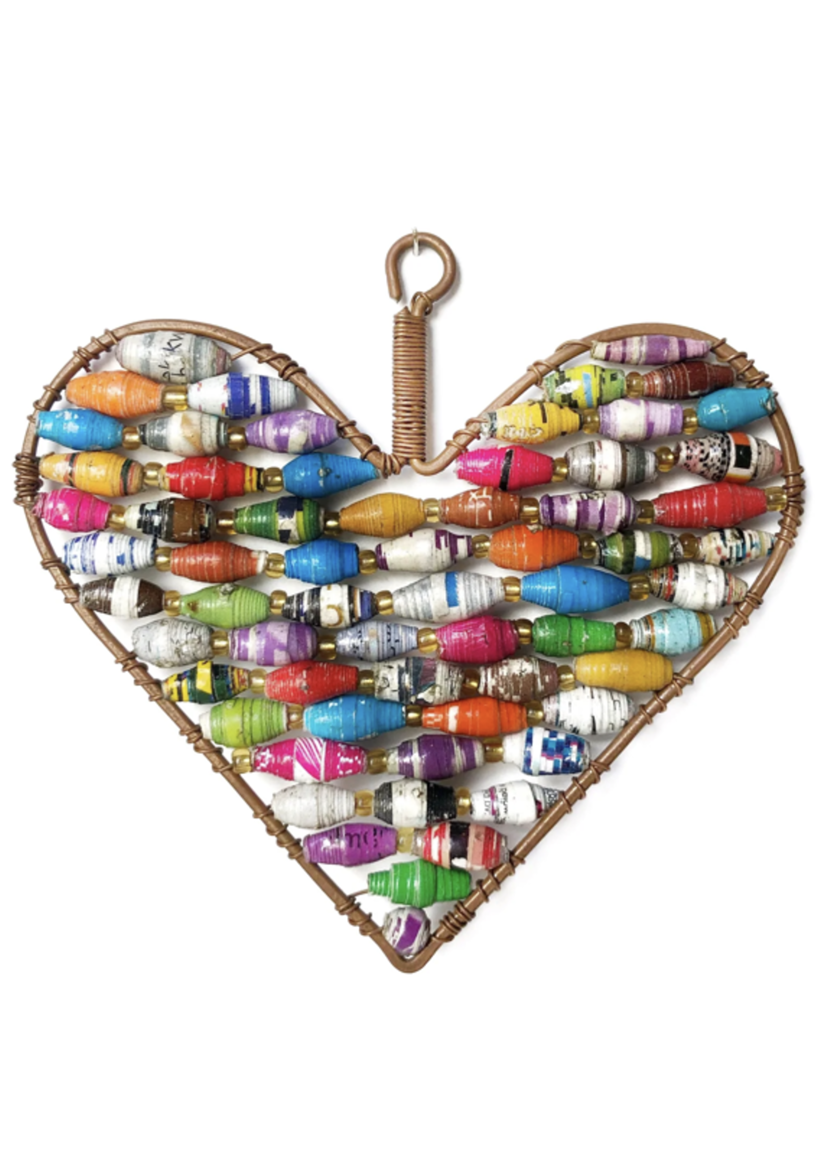 Heart Paper Bead Ornament, Multicolor