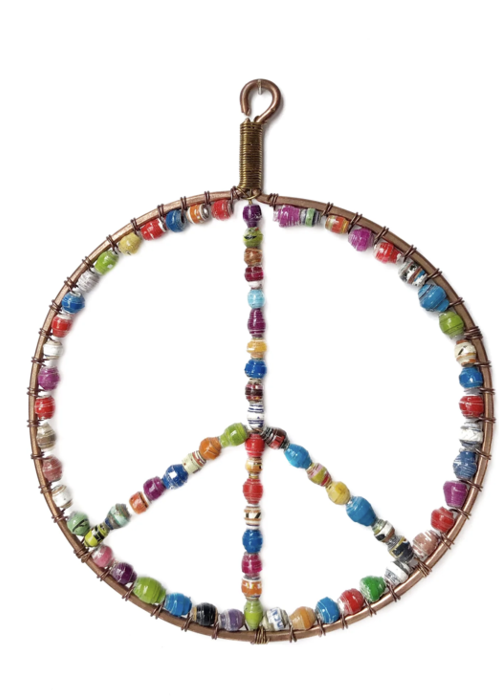 Peace Sign Bead Paper Bead Ornament, Multicolor, Round