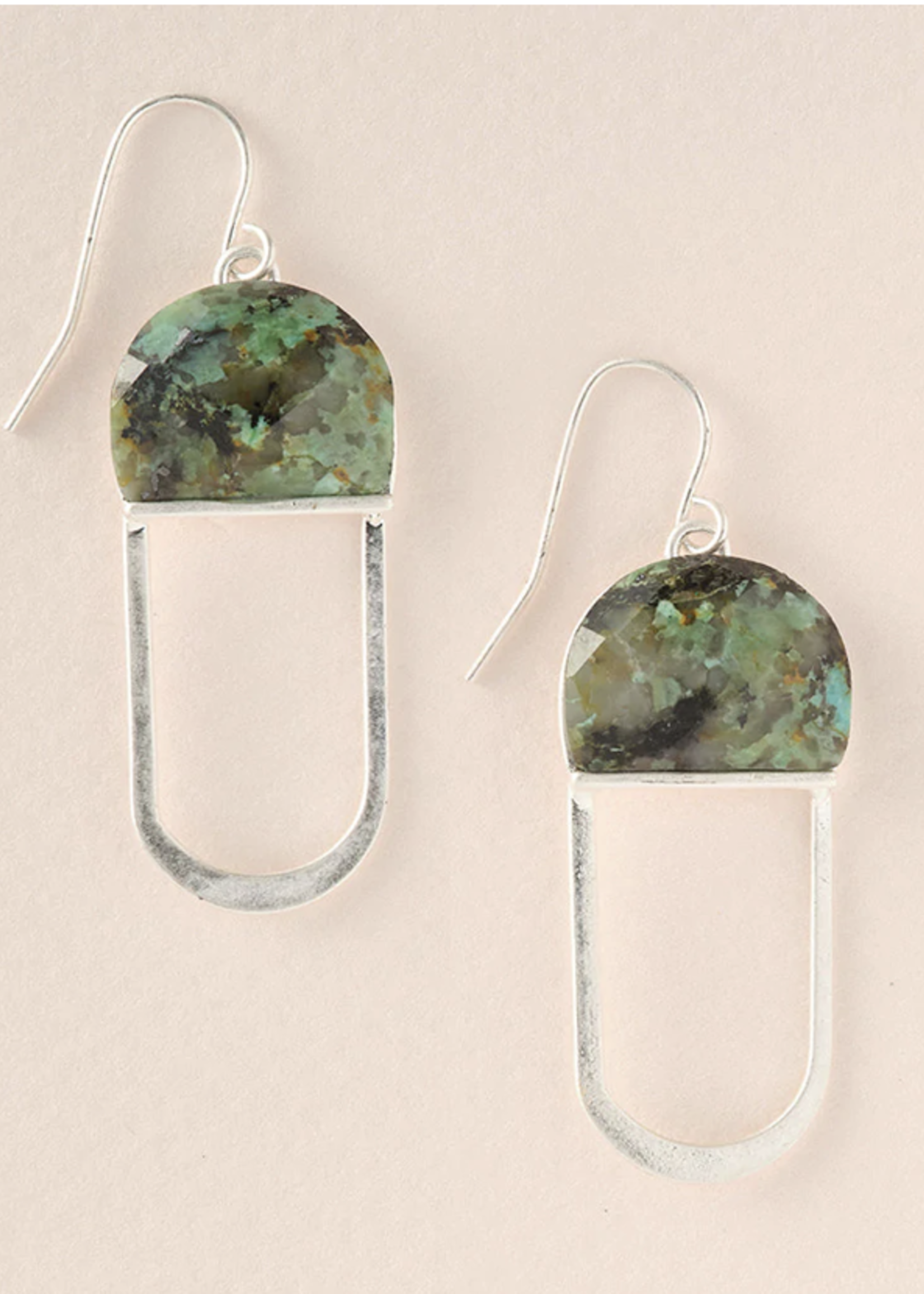 Modern Stone Chandelier Earring - African Turquoise/Silver