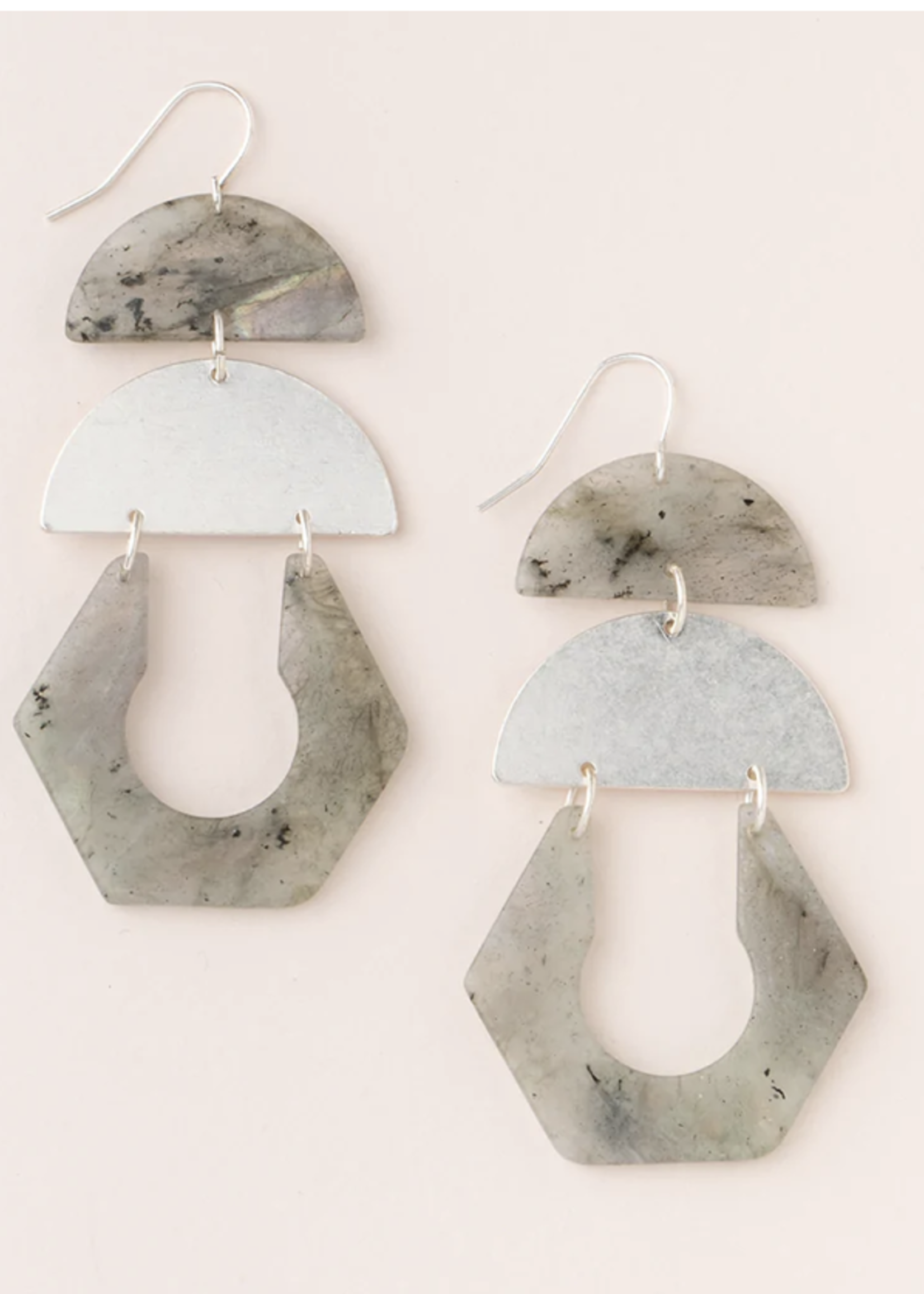 Stone Cutout Earring - Labradorite/Silver