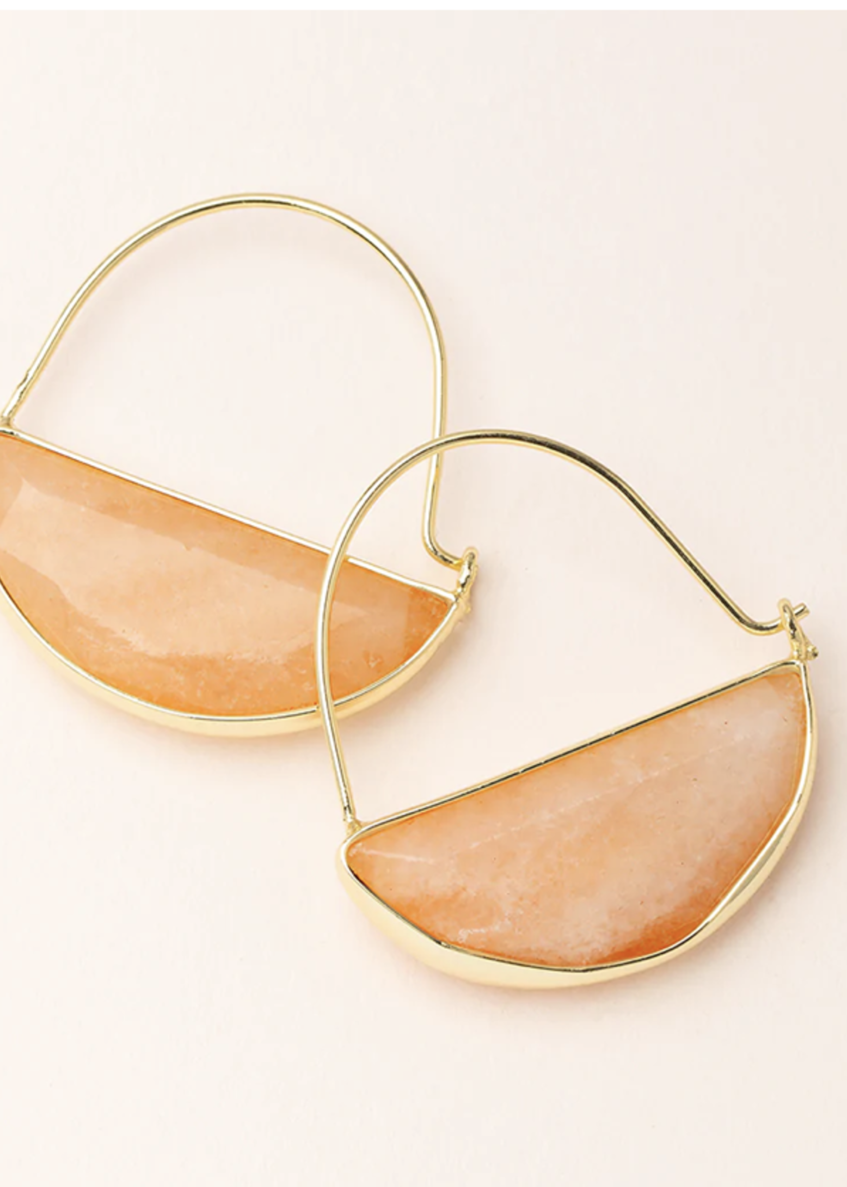 Stone Prism Hoop Earring - Sunstone/Gold