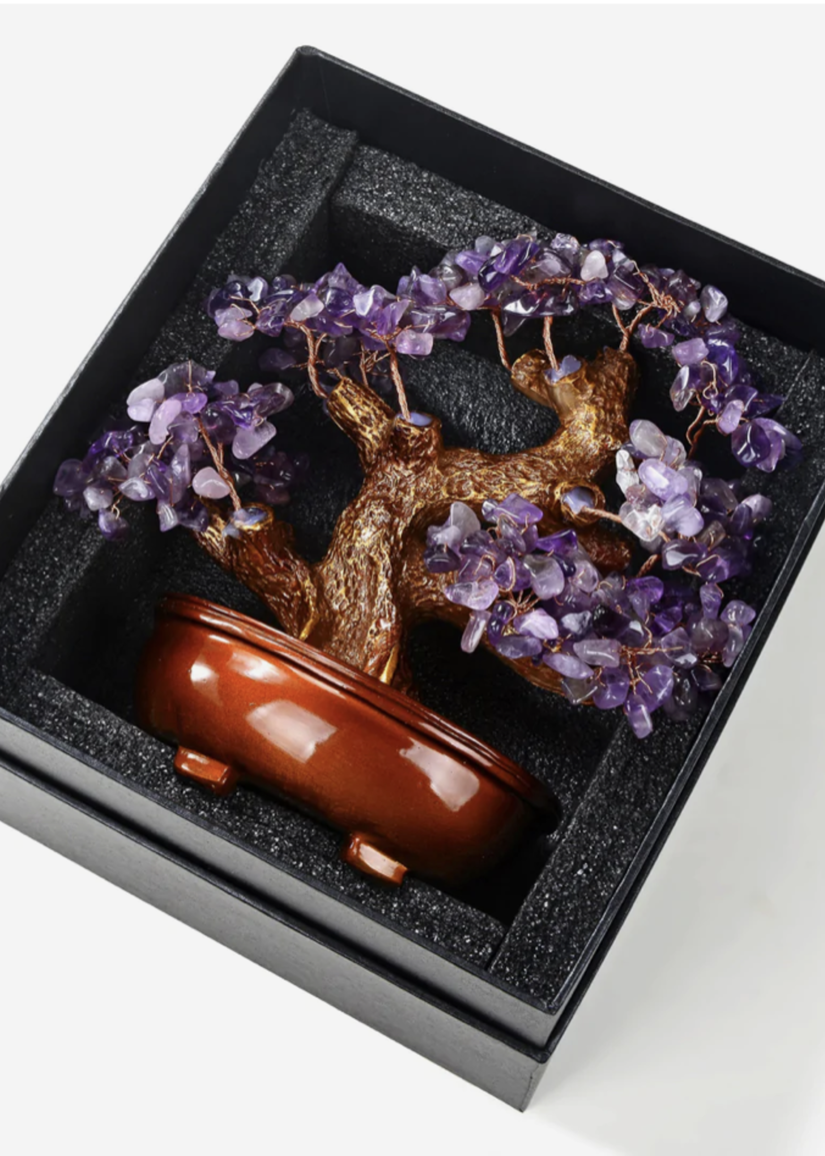 Amethyst Tree of Life on Resin & Wood Base with 360 Natural Gemstones