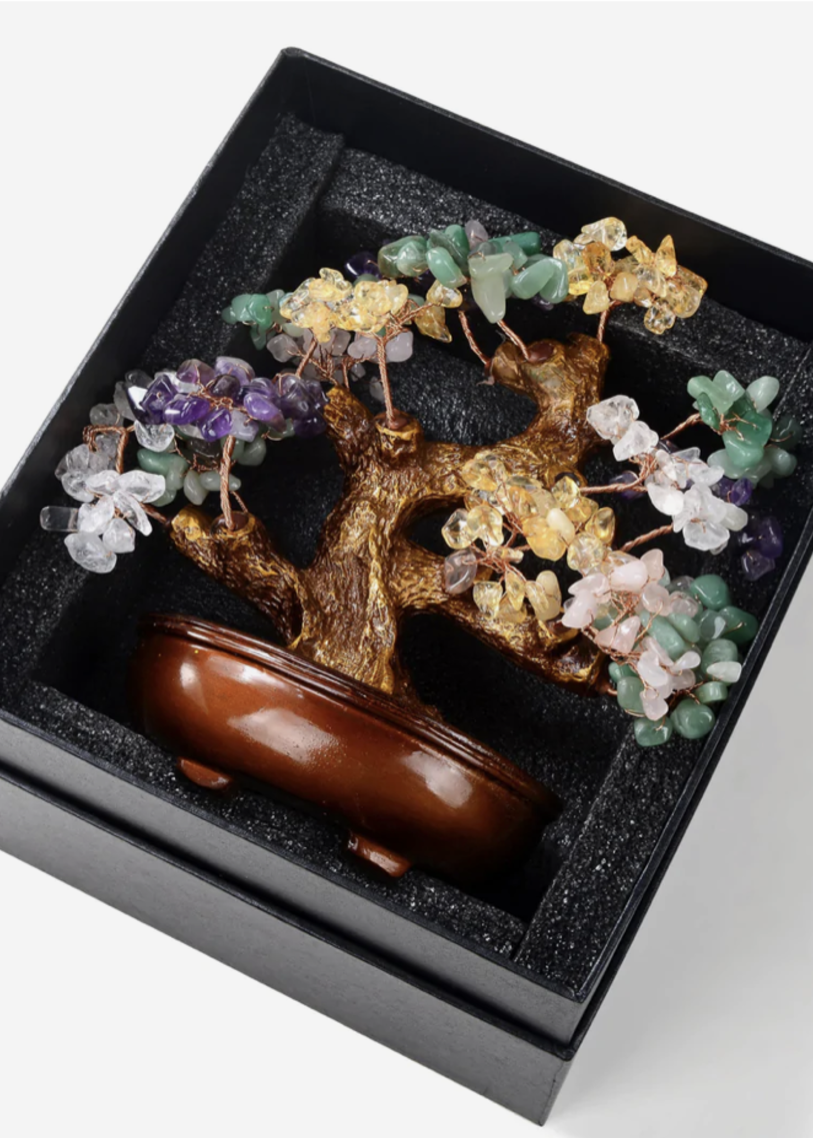 Multi-Gemstone Bonsai Tree of Life with 360 Crystals