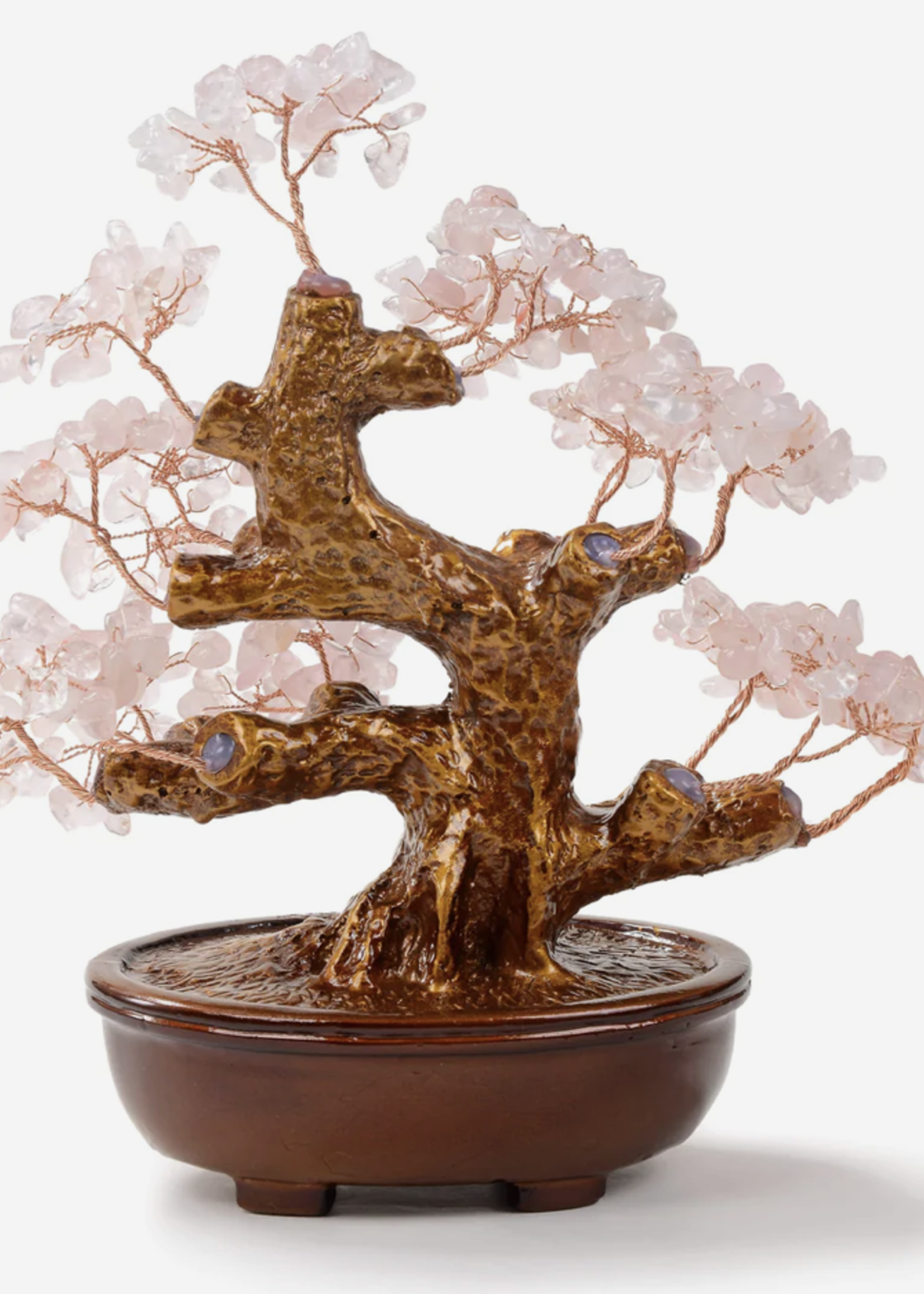 Rose Quartz Bonsai Tree of Life with 360 Crystals
