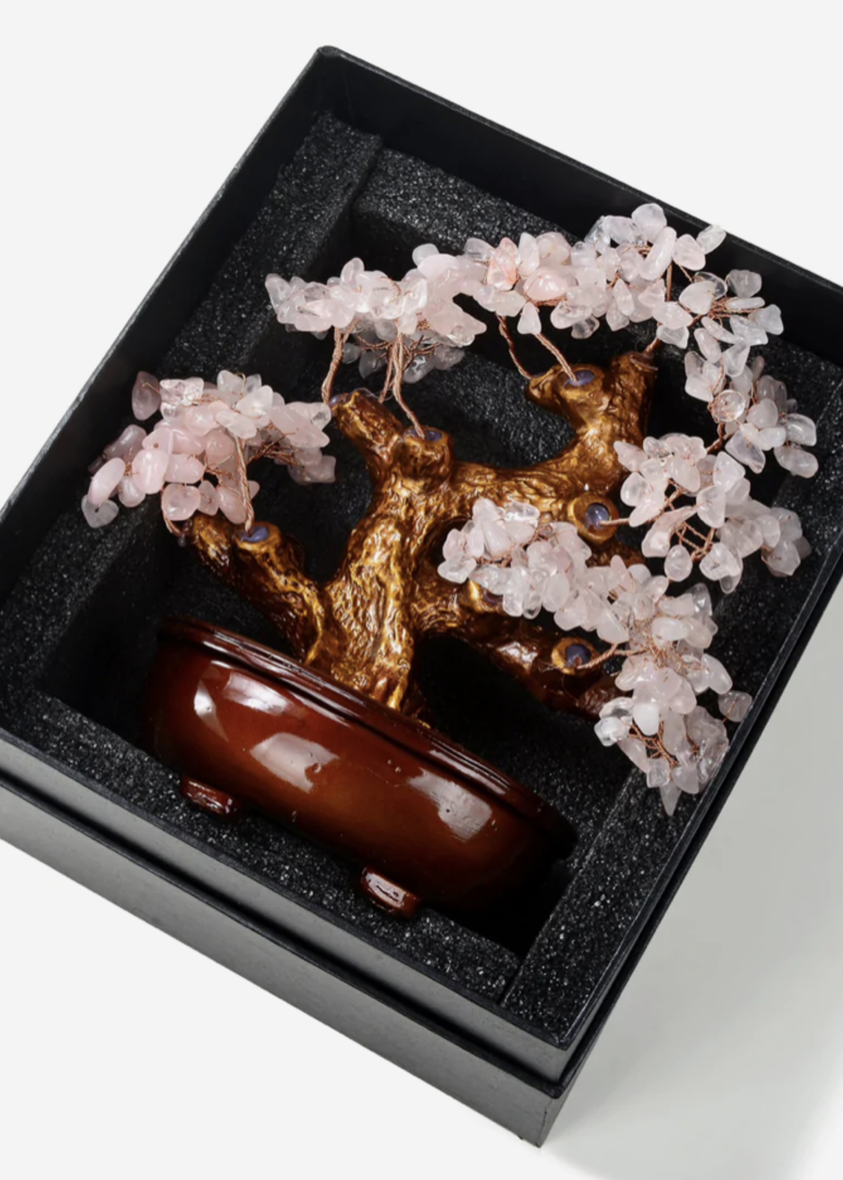 Rose Quartz Bonsai Tree of Life with 360 Crystals