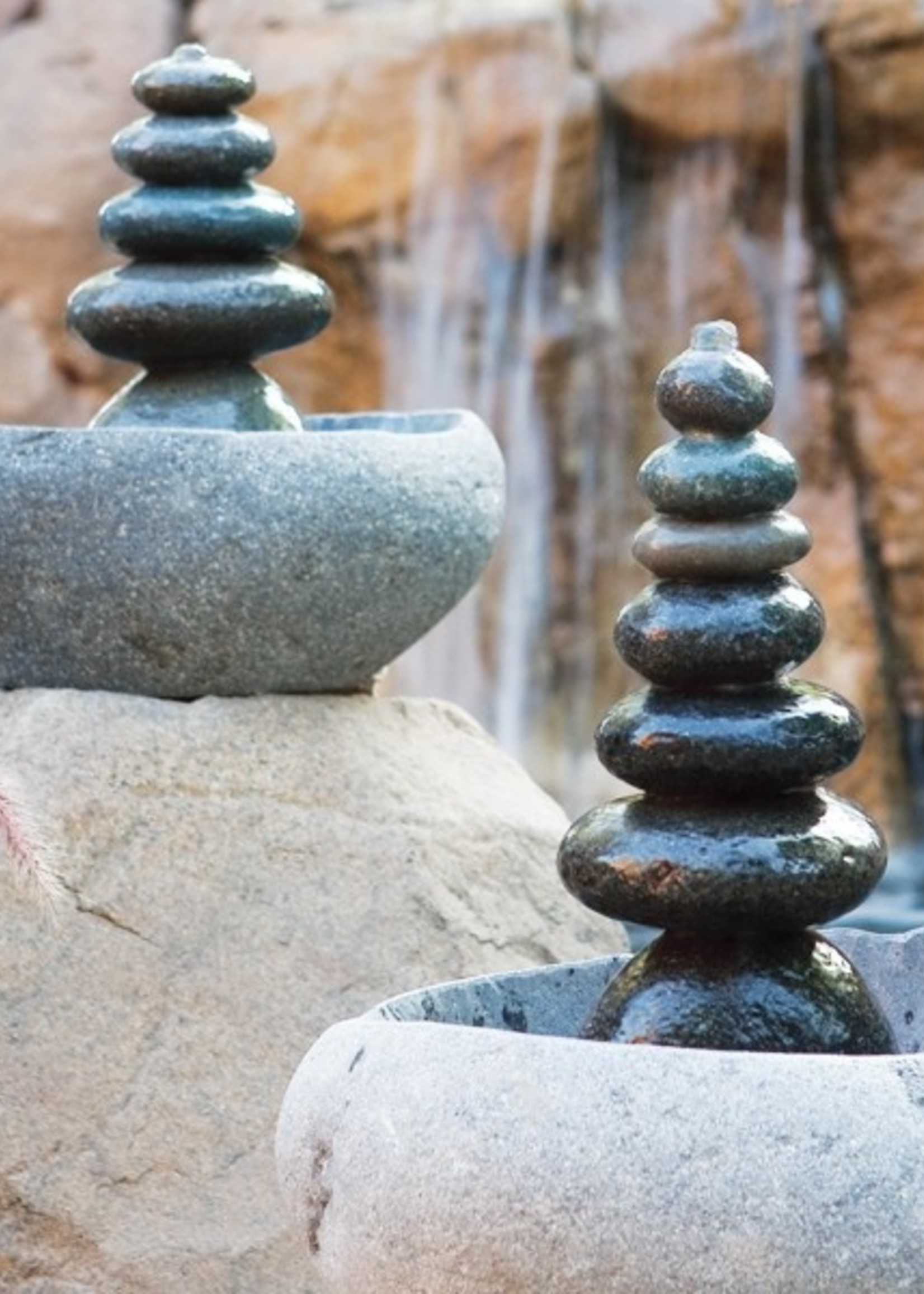 Septuple Rock Cairn Water Fountain Rare Earth