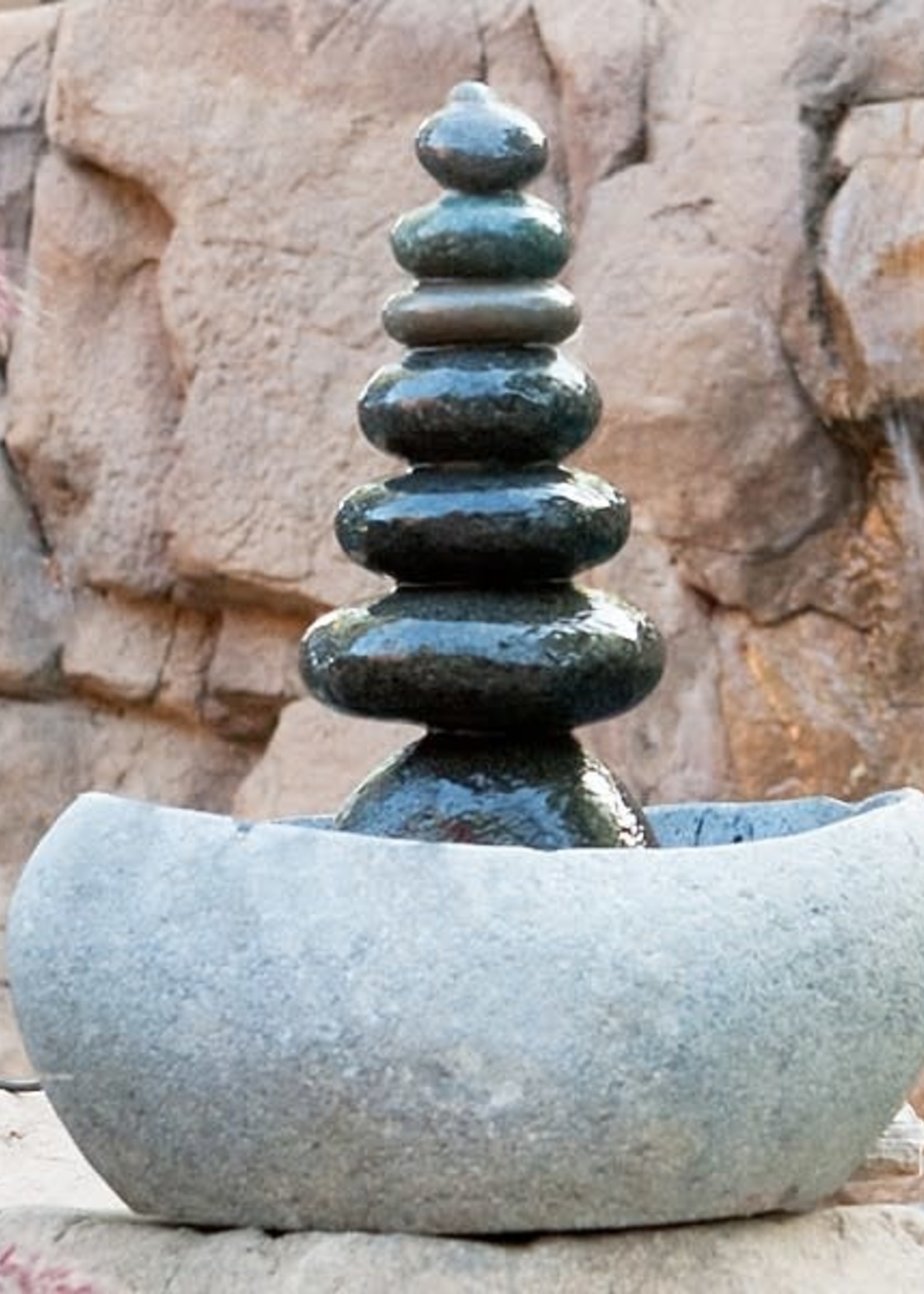 Septuple Rock Cairn Water Fountain