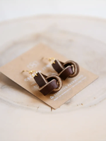 Brown Leather Knot Earrings