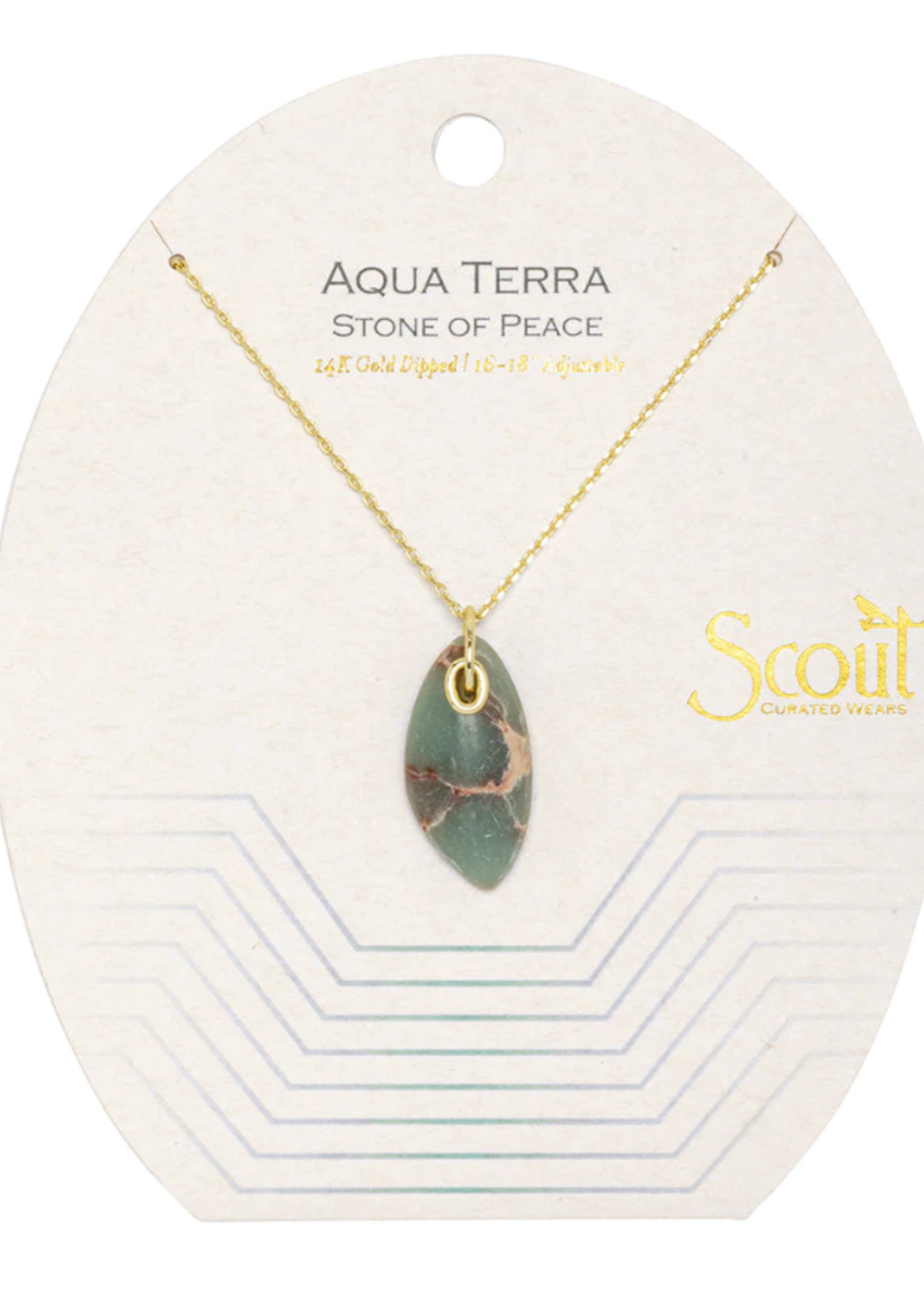 Organic Stone Necklace Aqua Terra/Gold - Stone of Peace