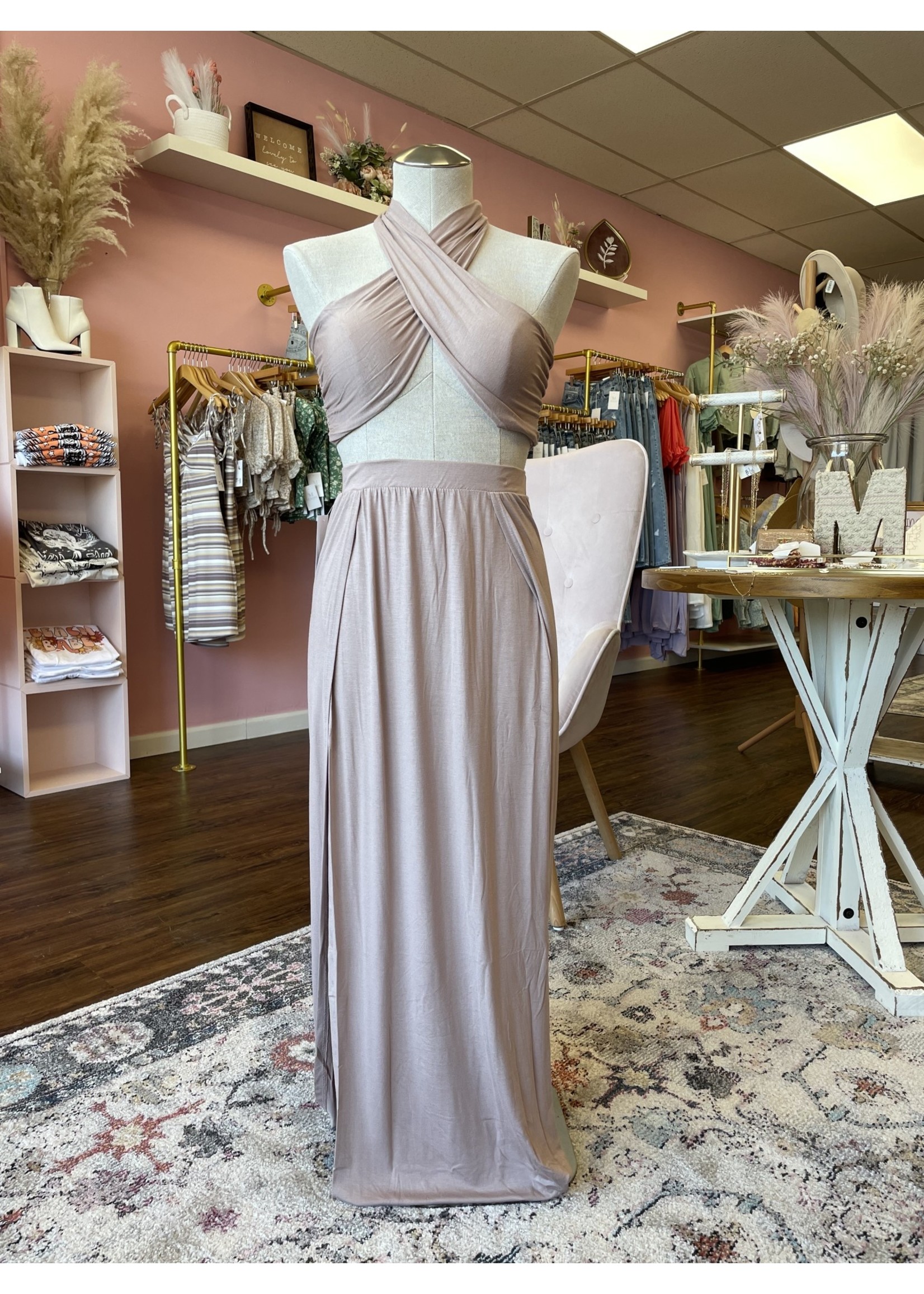 Taupe Maxi Skirt - Meraki Boutique