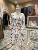 Floral Print Long Sleeve Short Dress