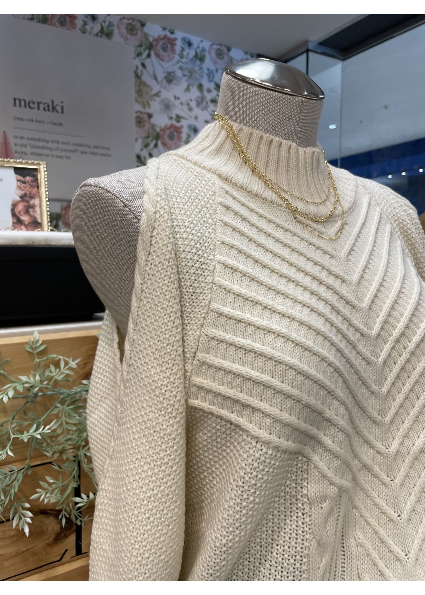 Cold Shoulder Knit O Neck Sweater