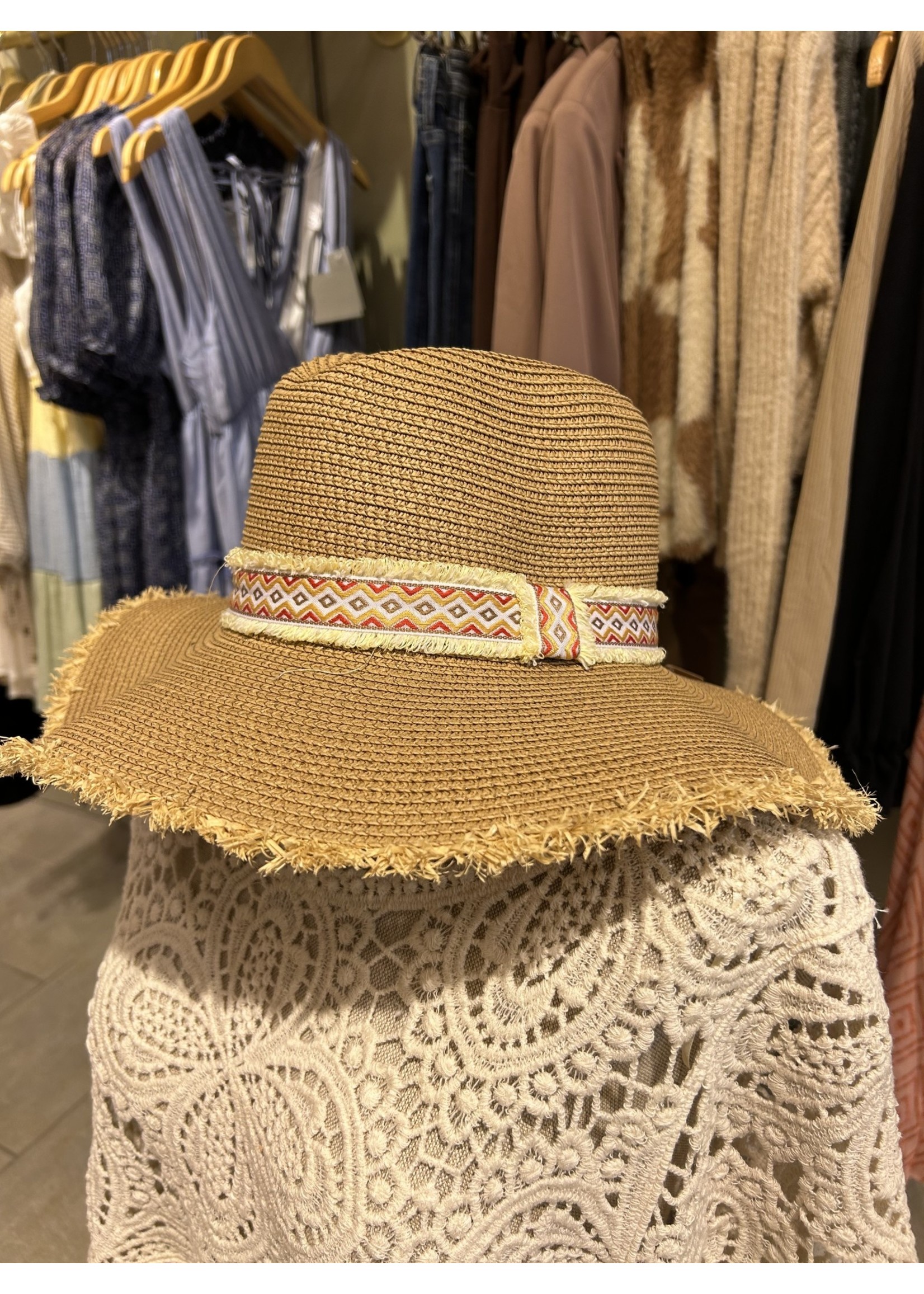 Boho Tribal Straw Fringe Hat