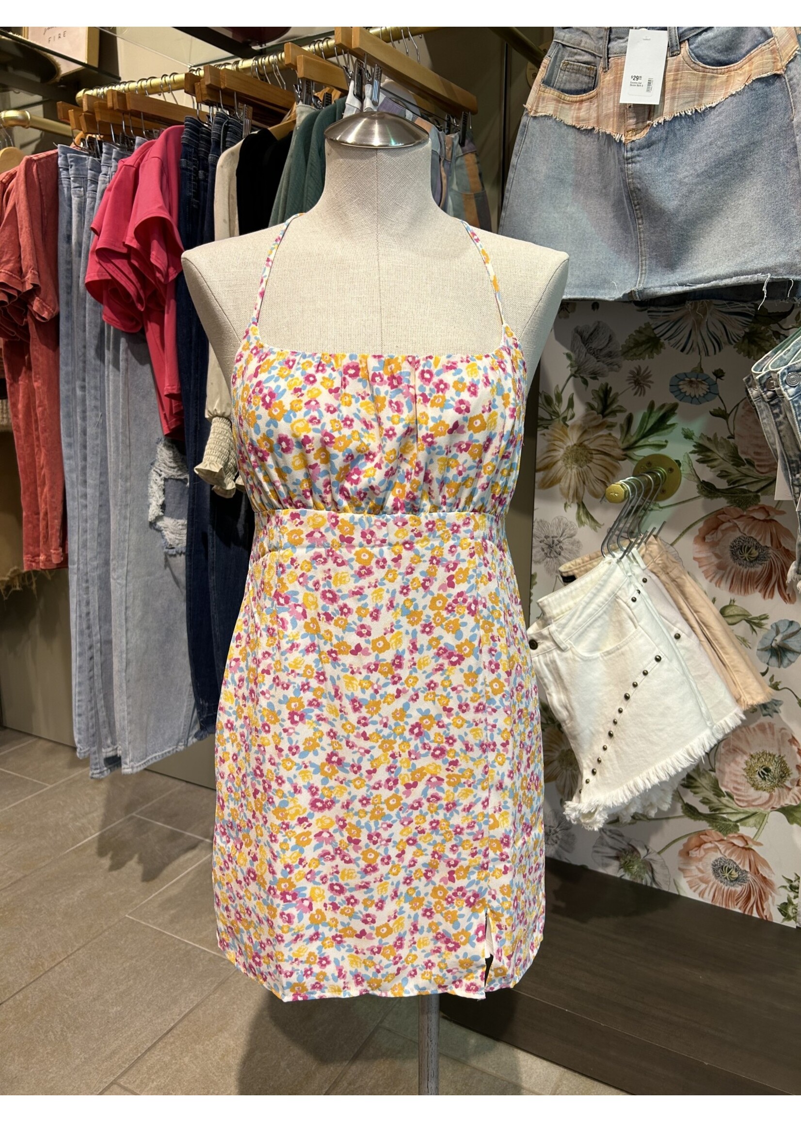 Ivory/Pink Floral Dress