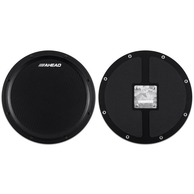 Ahead - AHSHPB - 14" Black/Black S-Hoop Marching Pad with Snare Sound (Black Carbon Fiber)