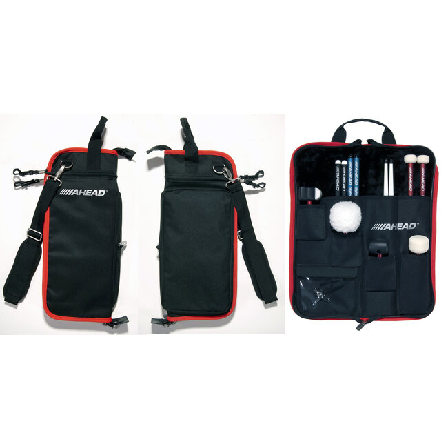 Ahead - SBSK - Ahead Plush Stick Case W/4 Extra Pockets (Black With Red Trim, Plush Interior)