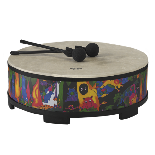 Remo - KD-5818-01- - **Remo Asia**, Drum, Kids Percussion, Gathering Drum, 18" Diameter, 8" Height, Rain Forest Finish
