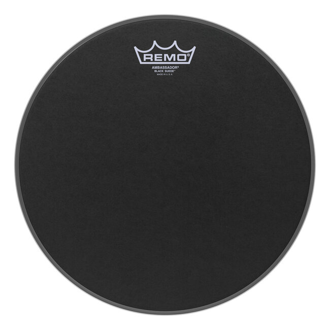 Remo - BA-0812-ES- - Batter, Ambassador, Black Suede, 12" Diameter